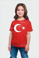 23 NİSAN ÖZEL AY YILDIZ BASKILI ÇOCUK TSHİRT
